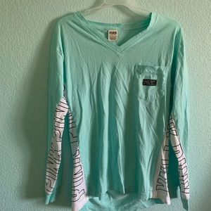 PINK Long Sleeve Top with v neck